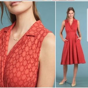 Anthropologie Elm Collared Eyelet Dress